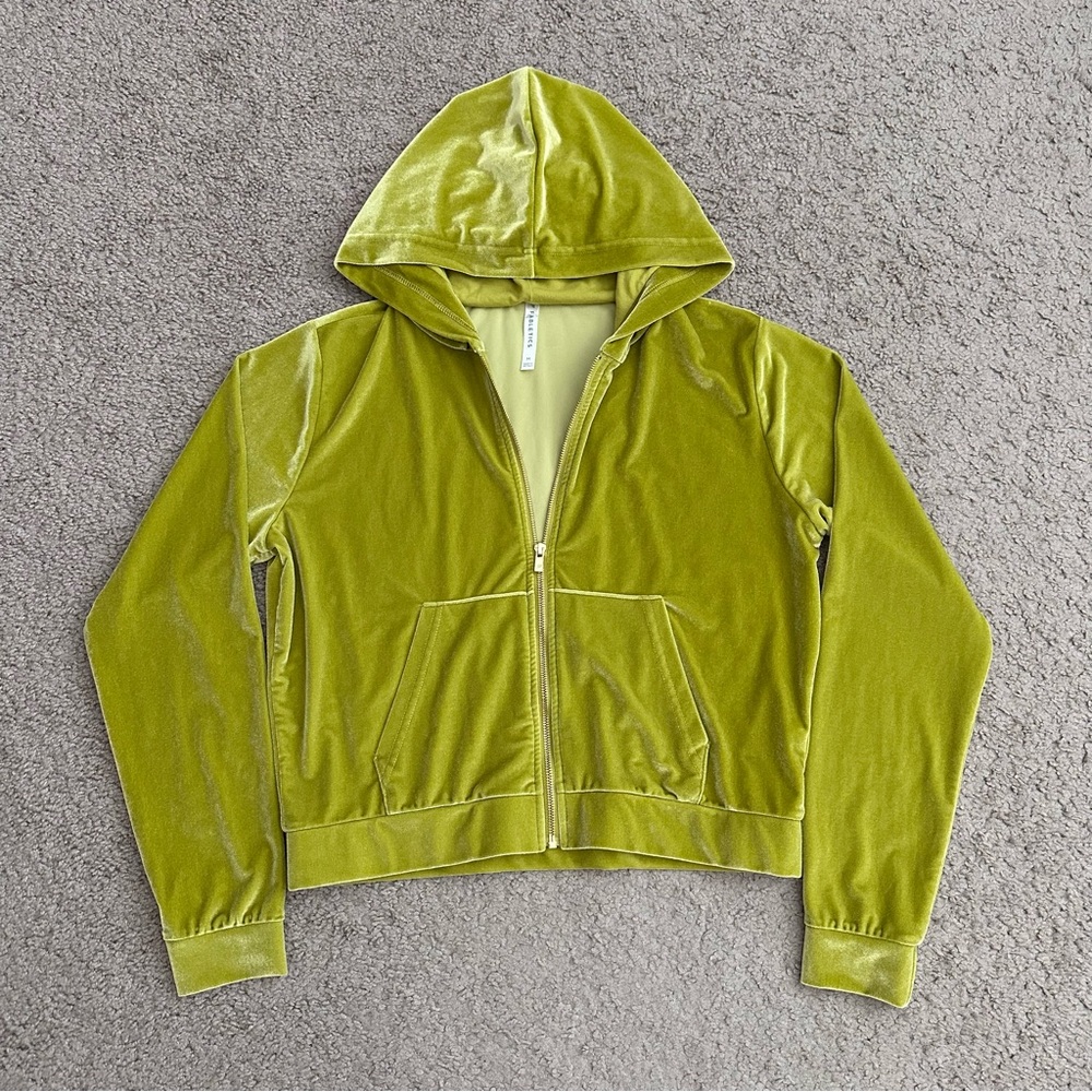 Fabletics Hoodie Womens M Golden Leaf Donna Velour Zip Up Hooded Jacket